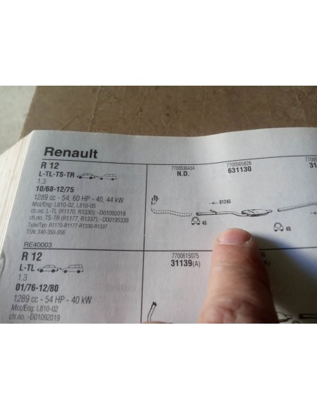 SILENCIOSO DELANTERO ESCAPE RENAULT 12 DEL 68 AL 75