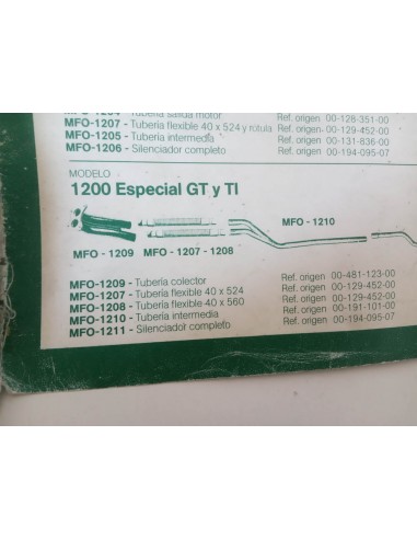 Salida colector de escape Simca 1200 Especial GT y TI (sustituto flexibles)