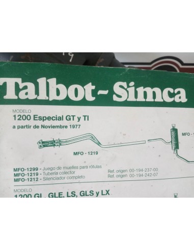 Salida colector de escape Simca 1200 GT y TI (a partir del 11/77)
