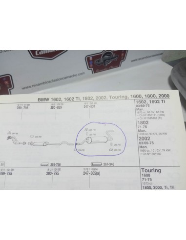 Silencioso trasero de escape BMW E10 2002