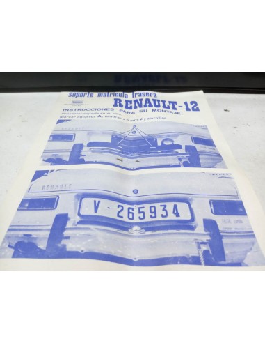 Soporte especial placa matricula trasera Renault 12 (antirrobo gasolina)