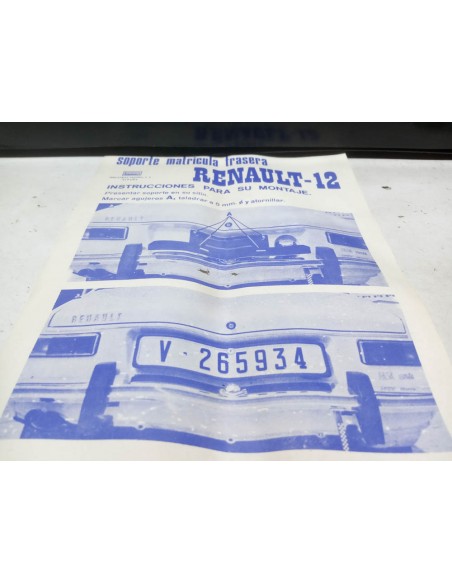 Soporte especial placa matricula trasera Renault 12 (antirrobo gasolina)