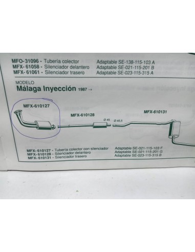 Salida colector con silenciador Seat Ibiza y Málaga inyección