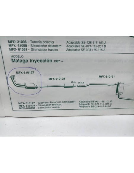 Salida colector con silenciador Seat Ibiza y Málaga inyección