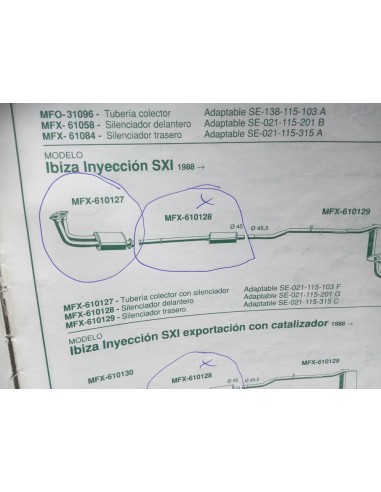Salida colector con silenciador Seat Ibiza y Málaga inyección