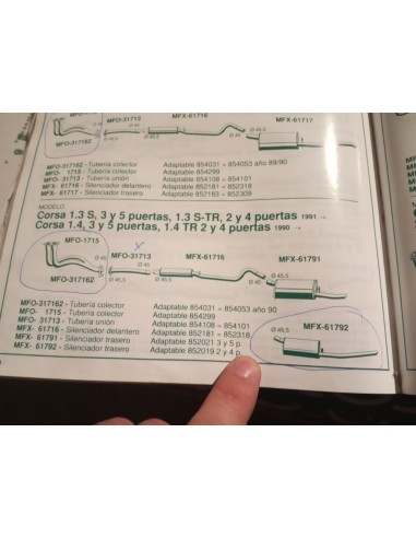 SILENCIOSO TRASERO ESCAPE OPEL CORSA A Y B