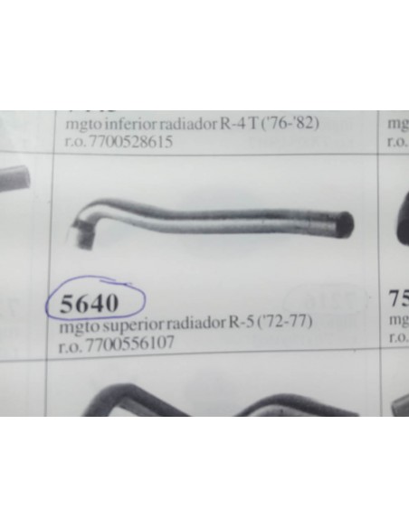 Manguito superior de radiador Renault 5 y 7 del 72 al 77