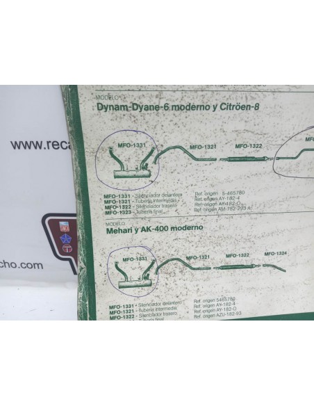 Silencioso delantero escape Citroen Dyane 6 , 2cv y Mehari