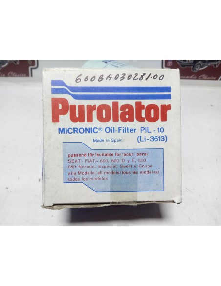 Filtro de aceite Seat 600 y 850 (Purolator PIL-10)