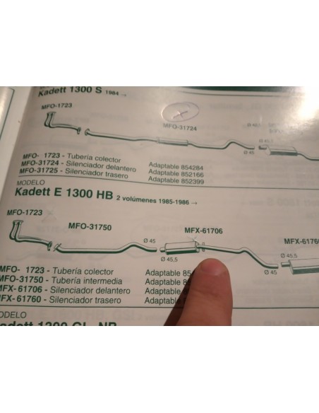 SILENCIOSO INTERMEDIO ESCAPE OPEL KADETT E