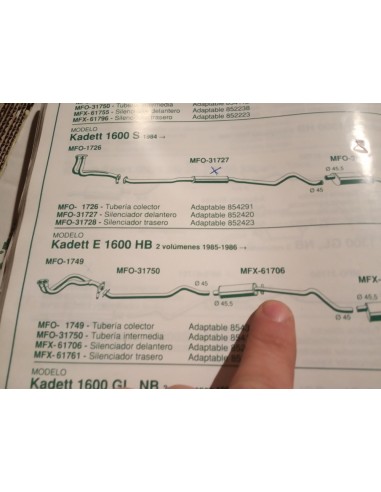 SILENCIOSO INTERMEDIO ESCAPE OPEL KADETT E