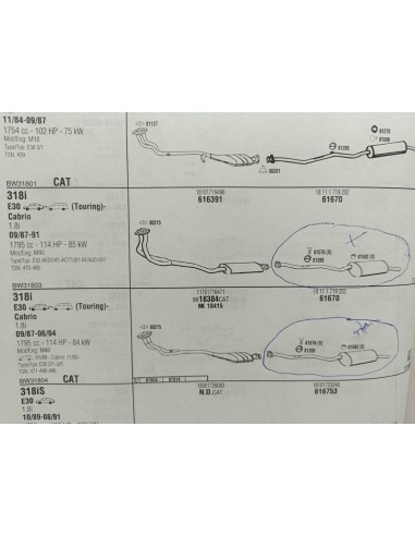 Silencioso trasero de escape BMW 318i E30