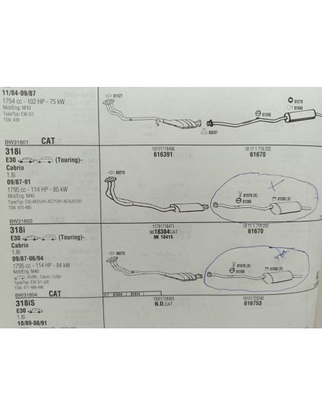 Silencioso trasero de escape BMW 318i E30