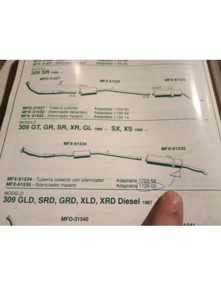SILENCIOSO TRASERO ESCAPE PEUGEOT 309