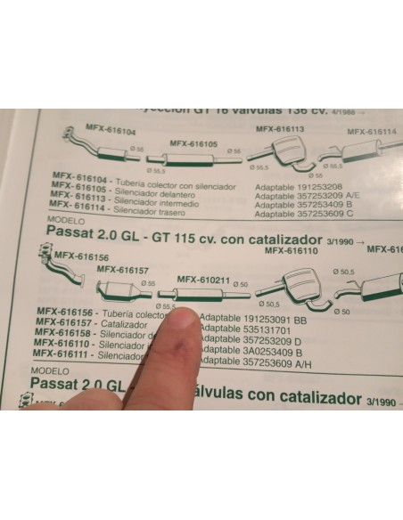 SILENCIOSO INTERMEDIO ESCAPE SEAT TOLEDO Y PASSAT