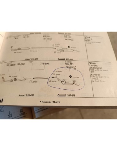 Silencioso trasero de escape Citroen Visa Chrono y Diésel