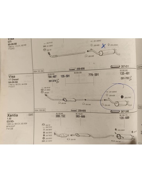Silencioso trasero de escape Citroen Visa Chrono y Diésel