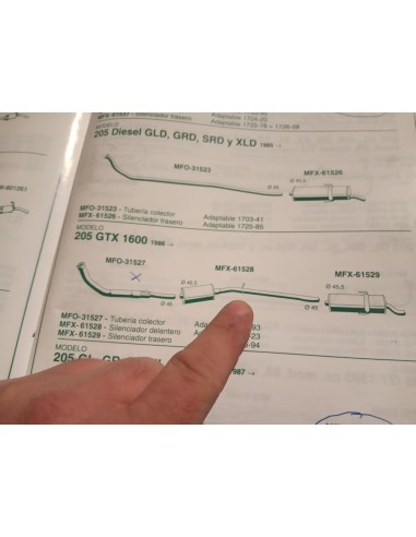 SILENCIOSO INTERMEDIO ESCAPE PEUGEOT 205 GTX 1600