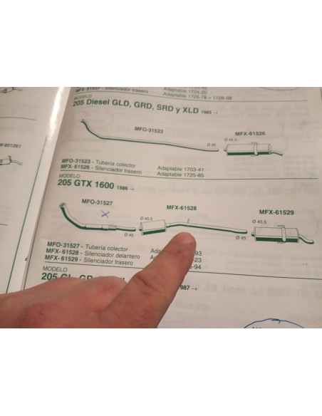 SILENCIOSO INTERMEDIO ESCAPE PEUGEOT 205 GTX 1600