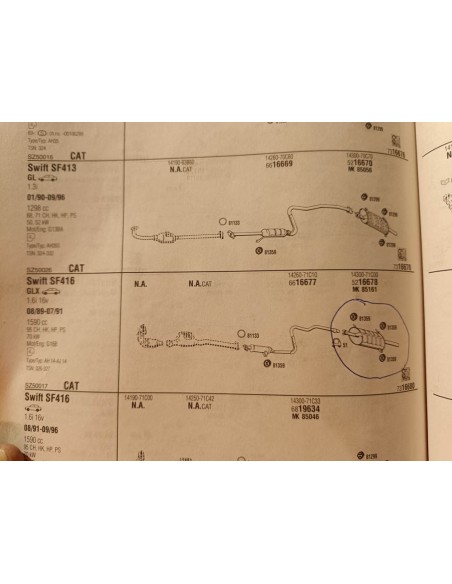 Silencioso trasero de escape Suzuki Swift SF416 1.6i 16v
