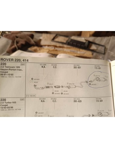 Silencioso trasero escape Rover 220 motor 2.0 Twincam