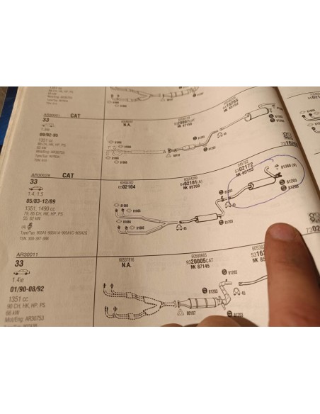 Silencioso trasero de escape Alfa Romeo Alfasud , Sprint y 33
