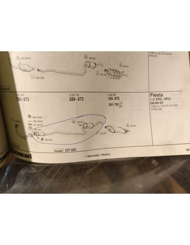 Silencioso intermedio escape Ford Fiesta 1.6 XR2 del 89 al 92