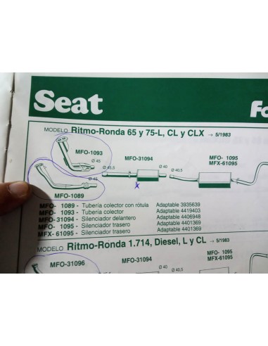 SALIDA COLECTOR ESCAPE SEAT RITMO Y RONDA 65 Y 75