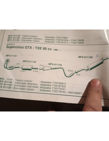 SILENCIOSO TRASERO ESCAPE SUPERCINCO GT TURBO