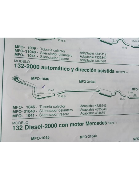 SALIDA COLECTOR ESCAPE SEAT 132 MOTOR 2000