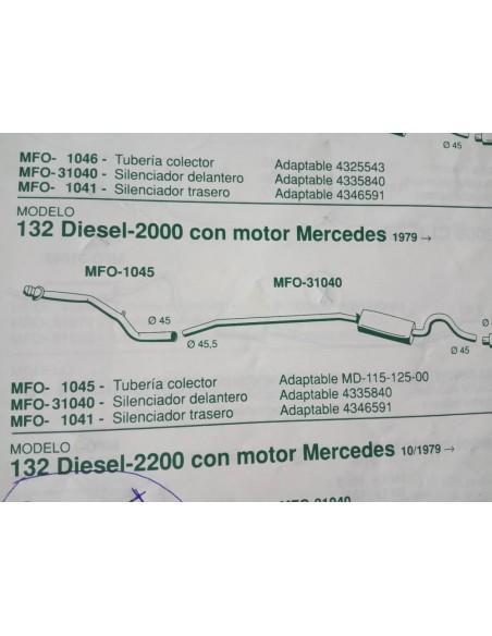 SALIDA COLECTOR ESCAPE SEAT 132 MOTOR 2000 DIESEL MERCEDES