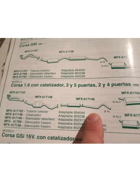 SILENCIOSO INTERMEDIO ESCAPE OPEL CORSA A Y B