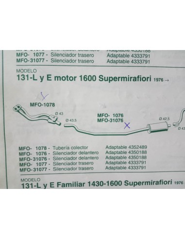 SALIDA COLECTOR ESCAPE SEAT 131 MOTOR 1600 cc
