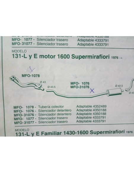SALIDA COLECTOR ESCAPE SEAT 131 MOTOR 1600 cc