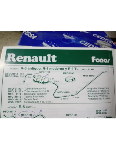 SILENCIOSO DELANTERO ESCAPE RENAULT 4 Y 6