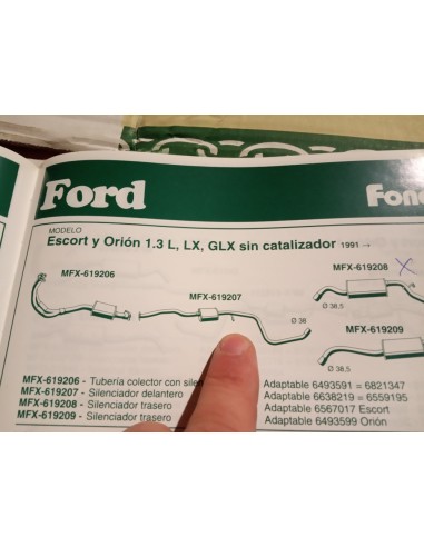 SILENCIOSO INTERMEDIO ESCAPE FORD ESCORT Y ORION 1.3