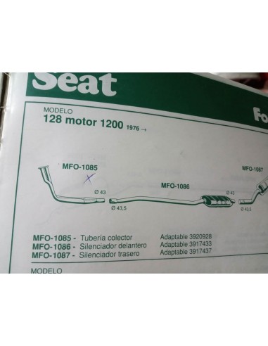 COLECTOR ESCAPE SEAT 128 MOTOR 1200 cc