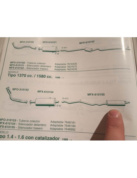 SILENCIOSO TRASERO ESCAPE FIAT TIPO GASOLINA