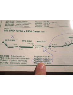 TUBERIA INTERMEDIA ESCAPE PEUGEOT 505 DIESEL 2