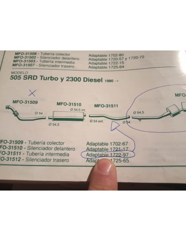 TUBERIA INTERMEDIA ESCAPE PEUGEOT 505 DIESEL