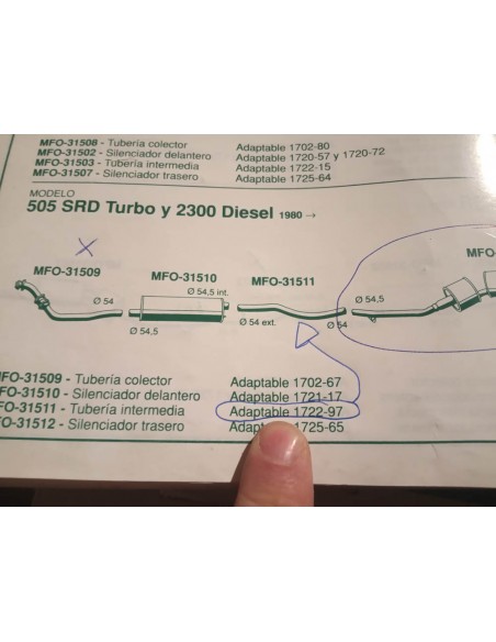 TUBERIA INTERMEDIA ESCAPE PEUGEOT 505 DIESEL