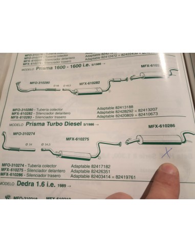 SILENCIOSO TRASERO ESCAPE LANCIA PRISMA TD
