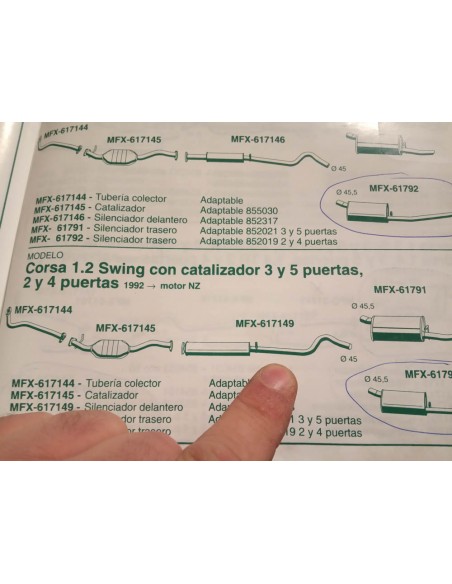 SILENCIOSO INTERMEDIO ESCAPE OPEL CORSA A Y B