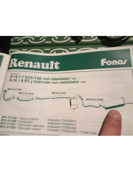 SILENCIOSO TRASERO ESCAPE RENAULT 19 GASOLINA