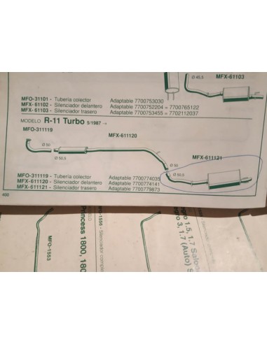 SILENCIOSO TRASERO ESCAPE RENAULT 11 TURBO FASE 2