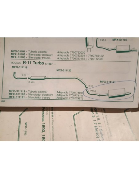SILENCIOSO TRASERO ESCAPE RENAULT 11 TURBO FASE 2
