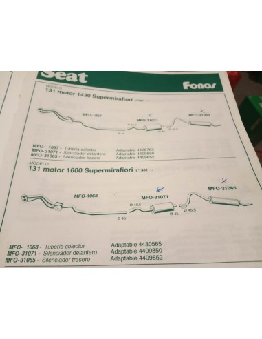 SILENCIOSO TRASERO ESCAPE SEAT 131 1430,1600, 2000 DIPLOMATIC Y PERKINS