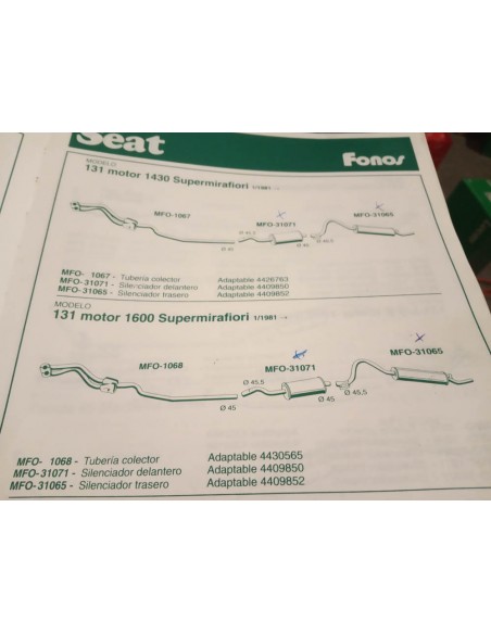 SILENCIOSO TRASERO ESCAPE SEAT 131 1430,1600, 2000 DIPLOMATIC Y PERKINS