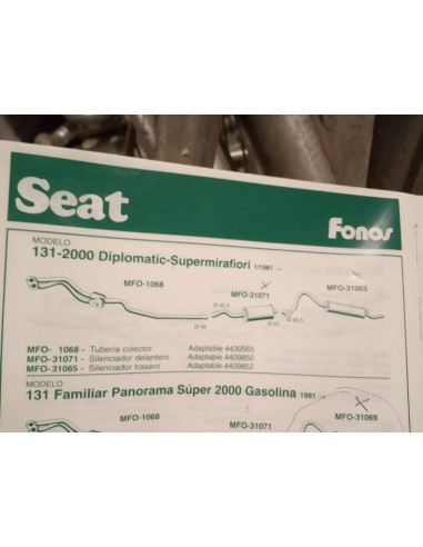SILENCIOSO TRASERO ESCAPE SEAT 131 1430,1600, 2000 DIPLOMATIC Y PERKINS