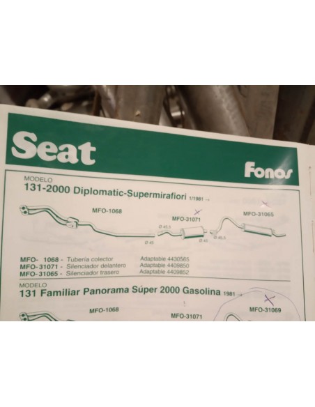 SILENCIOSO TRASERO ESCAPE SEAT 131 1430,1600, 2000 DIPLOMATIC Y PERKINS